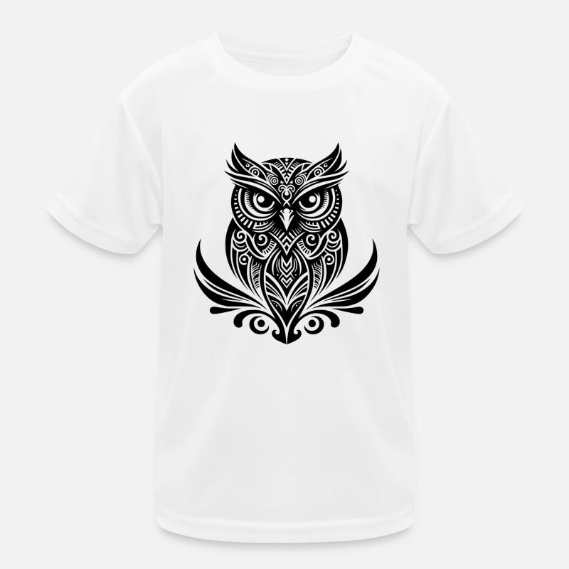 Schlaue Eule im Tattoo Tinte Style Kinder Funktions-T-Shirt