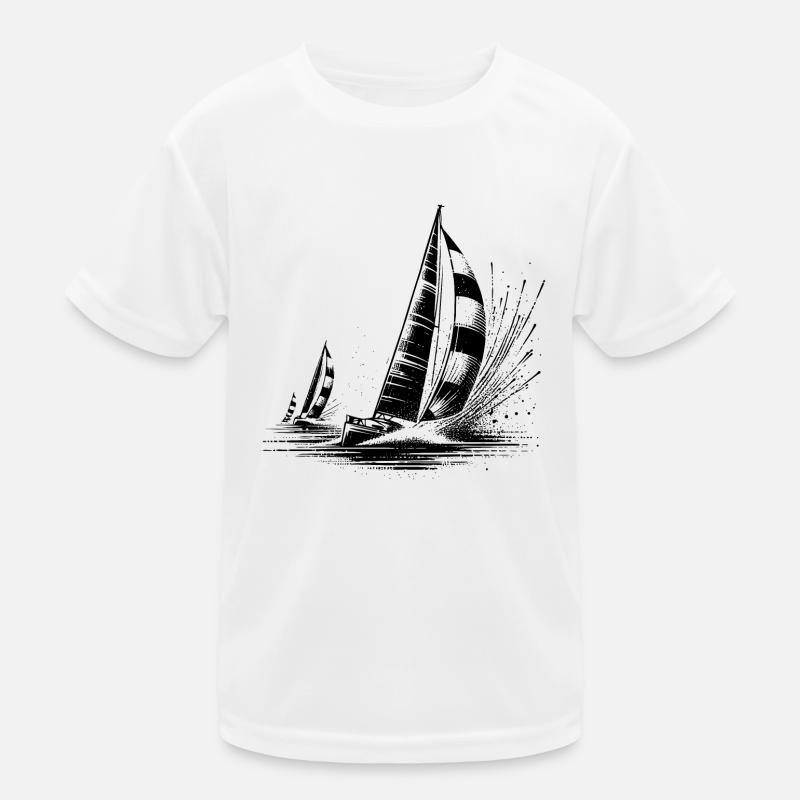 Regatta sailboats in wind and waves Kids Functional T-Shirt