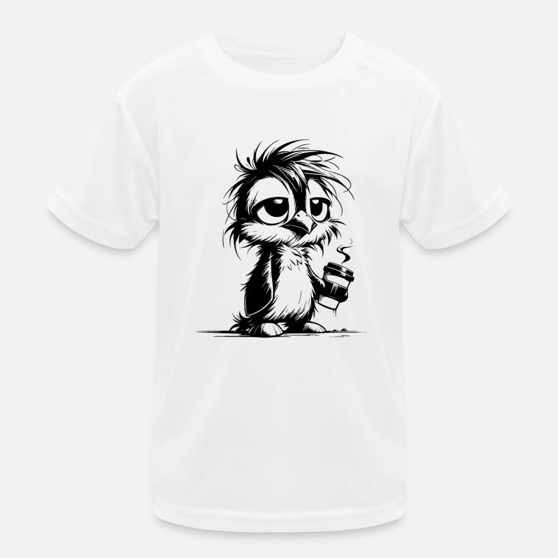 Richtig müder Pinguin unausgeschlafen mit Kaffee Kinder Funktions-T-Shirt