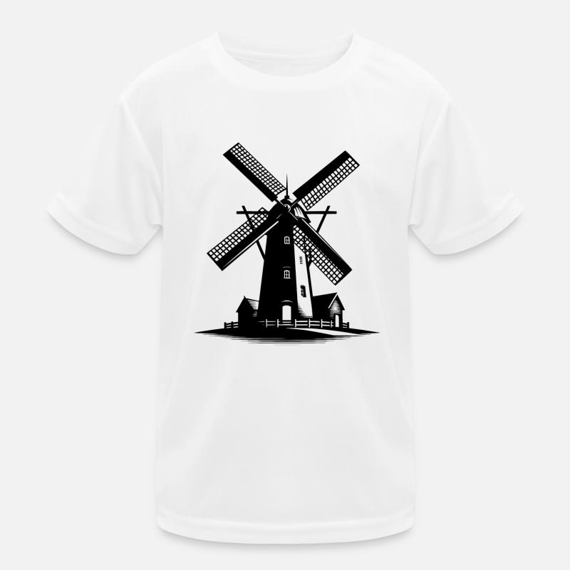 Dutch Wheat Windmill for Grain Flour Kids Functional T-Shirt