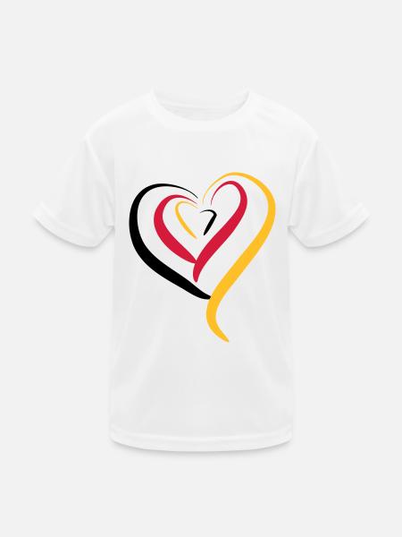 Deutschland Herz - Kinder Funktions-T-Shirt - Weiß
