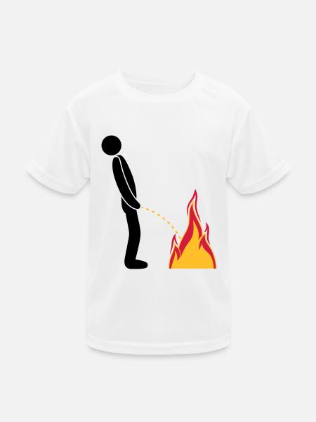 feuer loeschen flammen heiss feuerwehr logo im ste - Kinder Funktions-T-Shirt - Weiß - Vorne