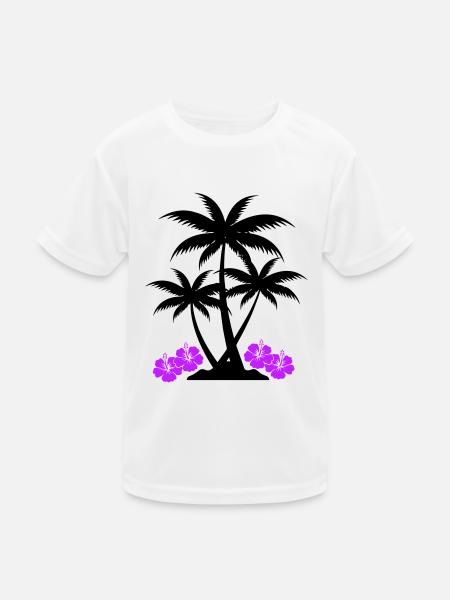 Palm hibiscus - Kids Functional T-Shirt - white