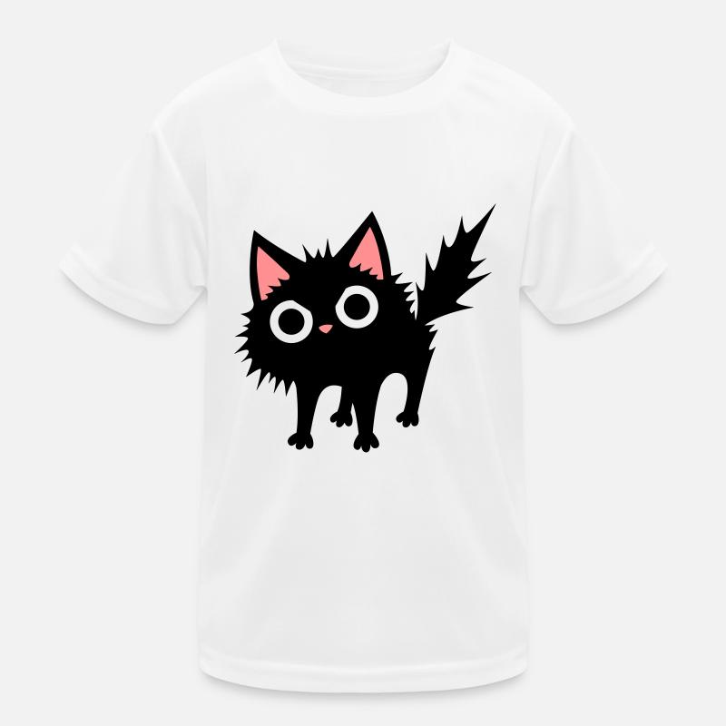 Schwarze Katze Kinder Funktions-T-Shirt
