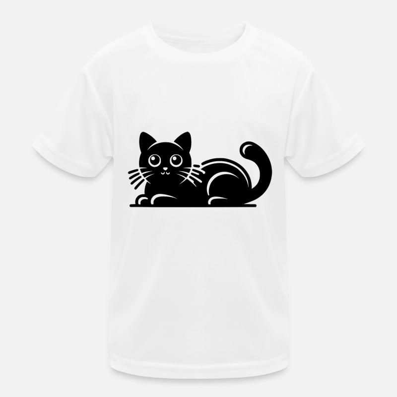Cute Cat Drawing Kids Functional T-Shirt