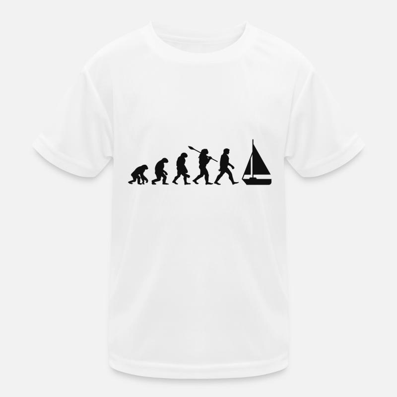Evolution Segelboot Boot - Kinder Funktions-T-Shirt - Weiß