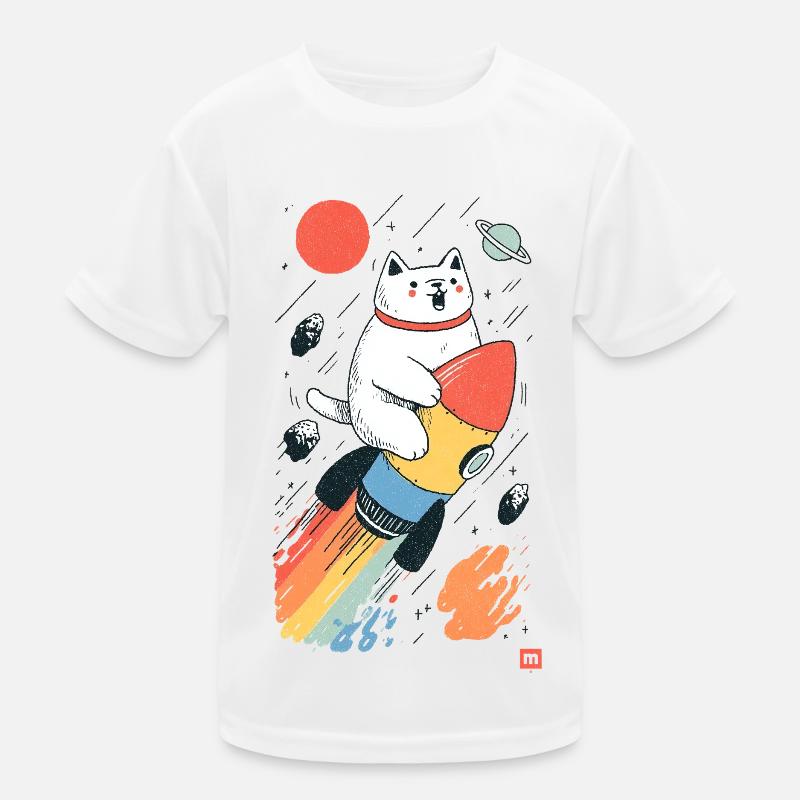Chat sur fusée dans l’espace coloré T-shirt sport Enfant