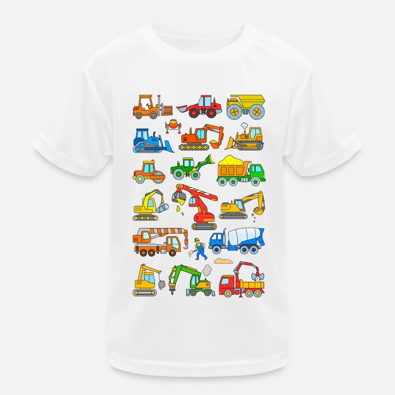 Excavators and construction vehicles Kids Functional T-Shirt