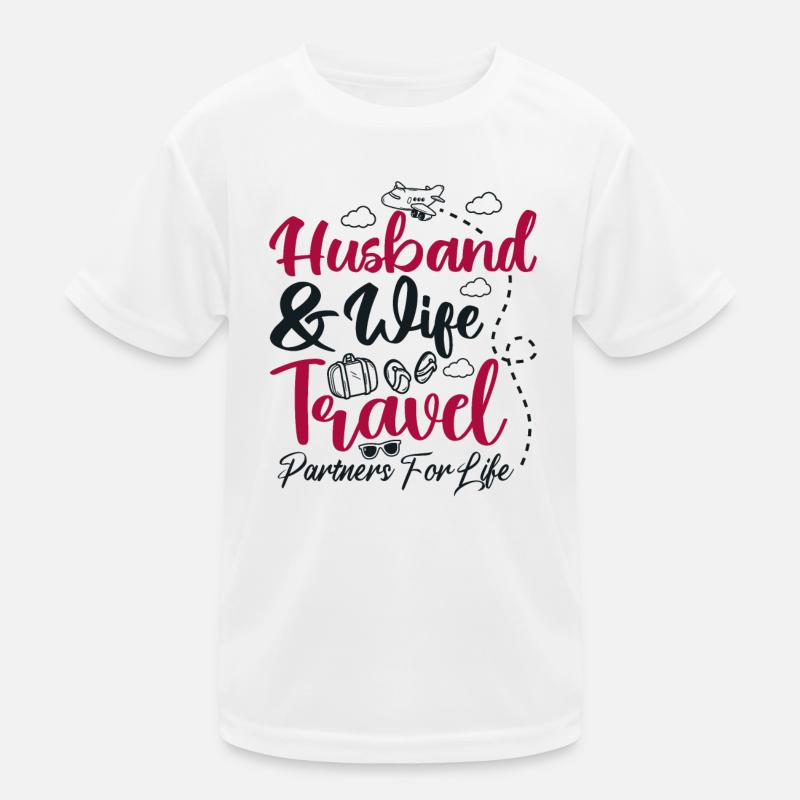 Paar, das Ehemann und Ehefrau zusammenbringt Reisepartner Kinder Funktions-T-Shirt