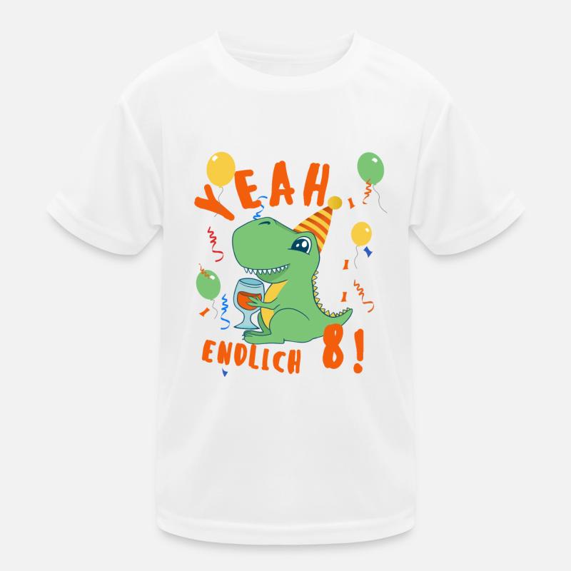 Yeah Dino endlich 8 Kinder Funktions-T-Shirt