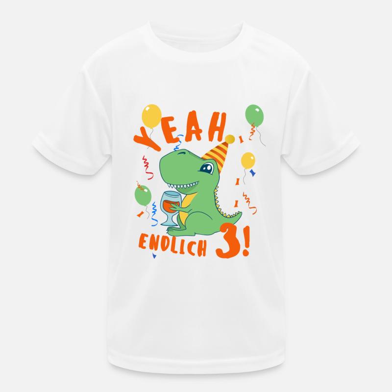 Yeah Dino endlich 3 Kinder Funktions-T-Shirt