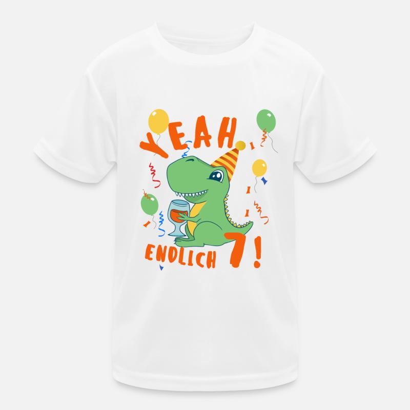 Yeah Dino endlich 7 Kinder Funktions-T-Shirt