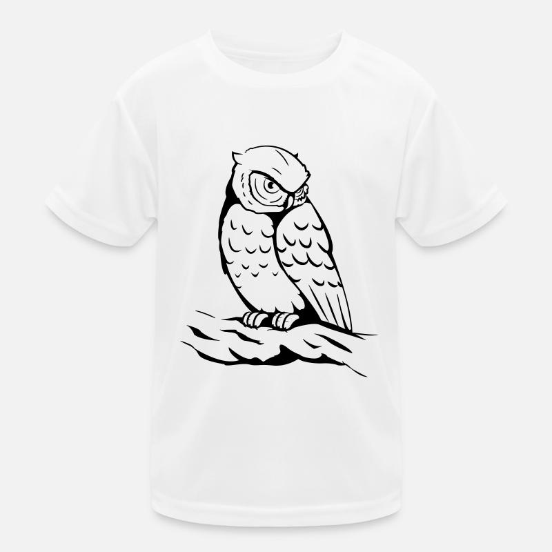 Eule - Kinder Funktions-T-Shirt - Weiß