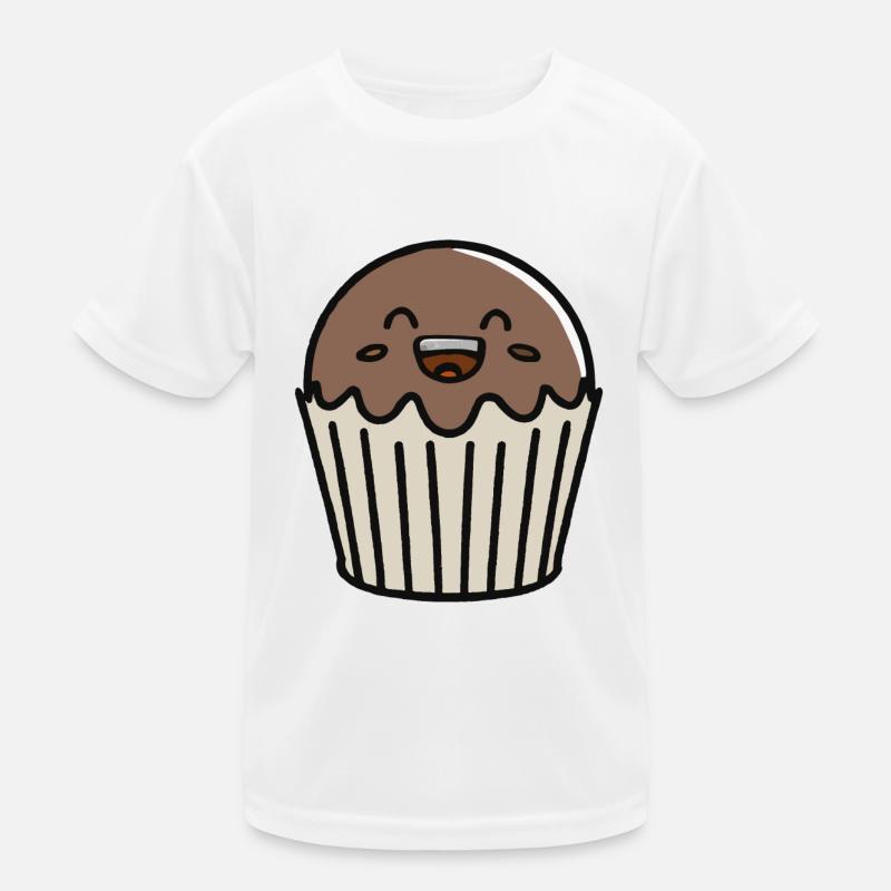 Cute Muffin with Face Vector Kids Functional T-Shirt