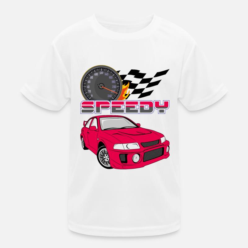 Schnelles rotes Retro-Auto Kinder Funktions-T-Shirt