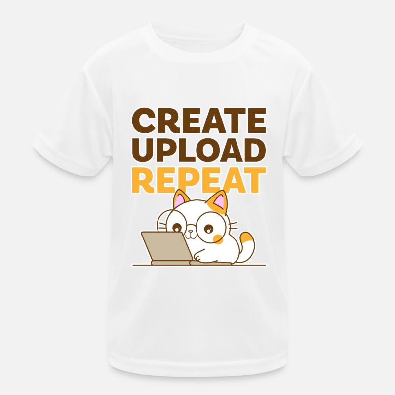 Create, Upload, Repeat Kids Functional T-Shirt