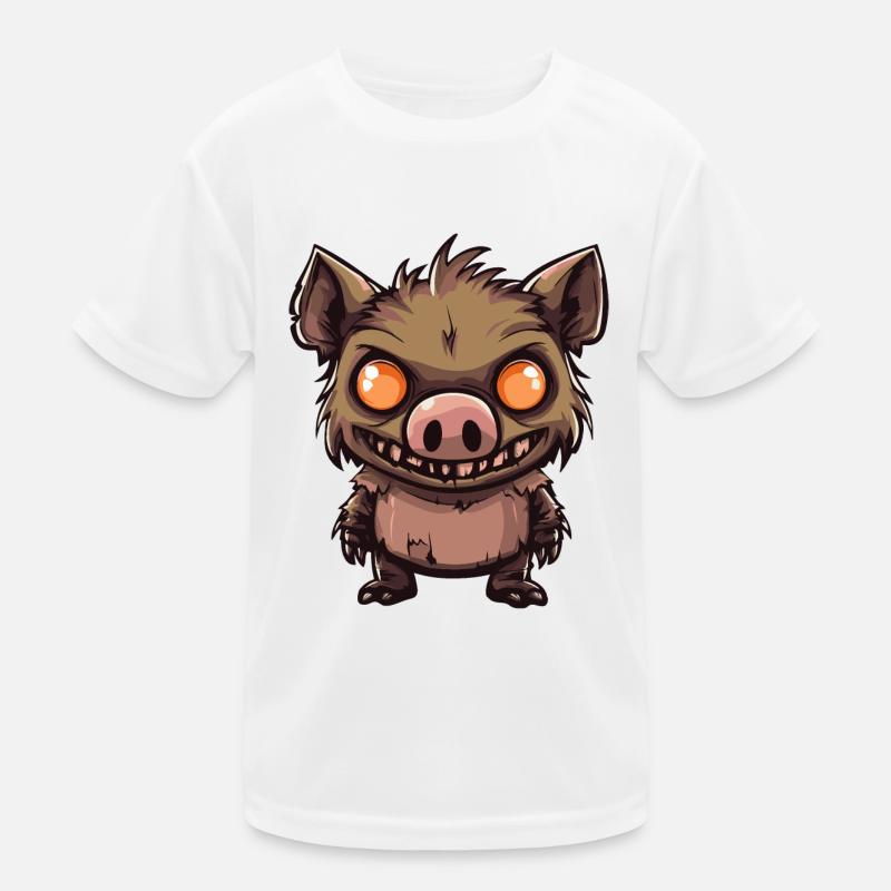 Pig Halloween Comic Funny Boar Kids Functional T-Shirt
