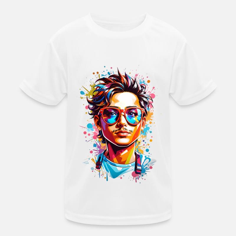 Hipster mit Bart Kinder Funktions-T-Shirt