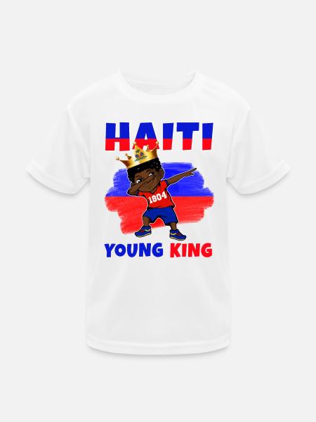 Haiti Młody Król Flaga Haiti Melanina dla Czarnych Chłopców - Funktions-T-shirt barn - vit