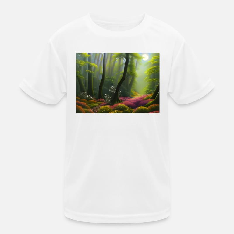 Sunlight floods the forest Kids Functional T-Shirt