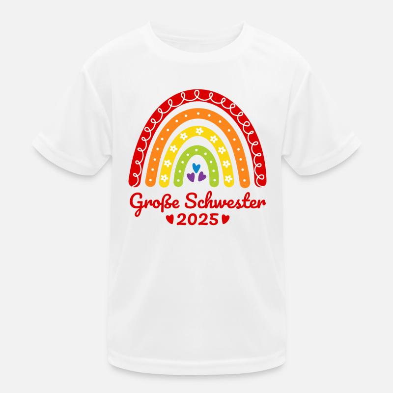 Geschwister Boho Regenbogen Große Schwester 2025 Kinder Funktions-T-Shirt