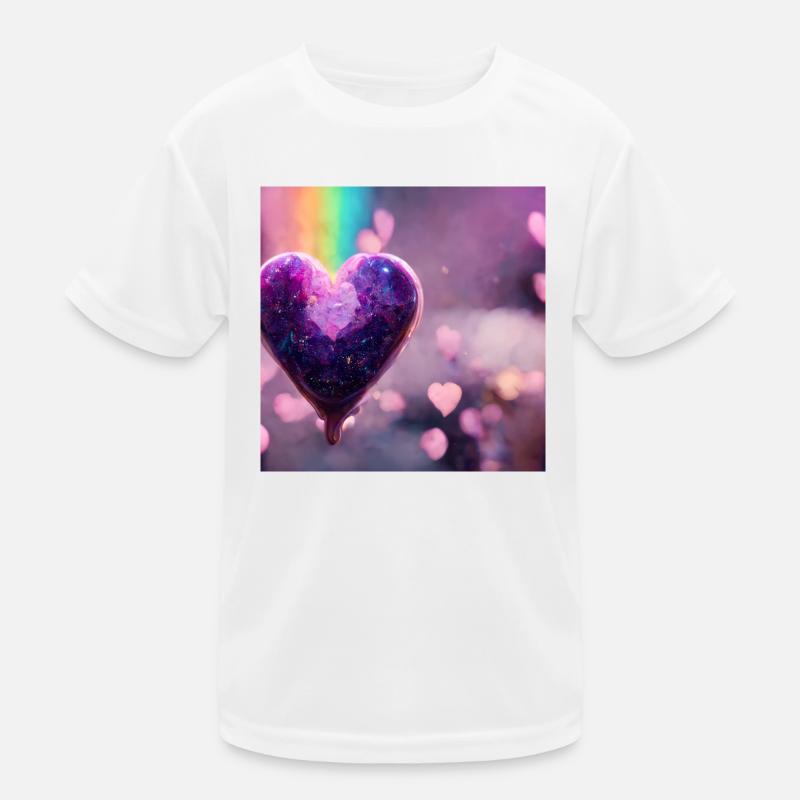 Lila Regenbogen Herz Kinder Funktions-T-Shirt