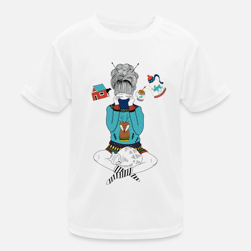 Stricken, träumen und Kaffee trinken I Gschenk Kinder Funktions-T-Shirt
