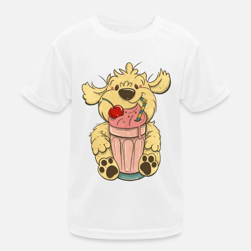 Cockapoo Thor with pink milkshake Kids Functional T-Shirt