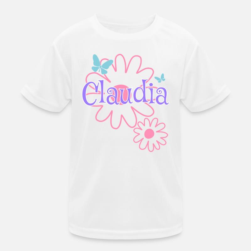 Claudia Name Mädchenname Gänseblümchen - Kinder Funktions-T-Shirt - Weiß