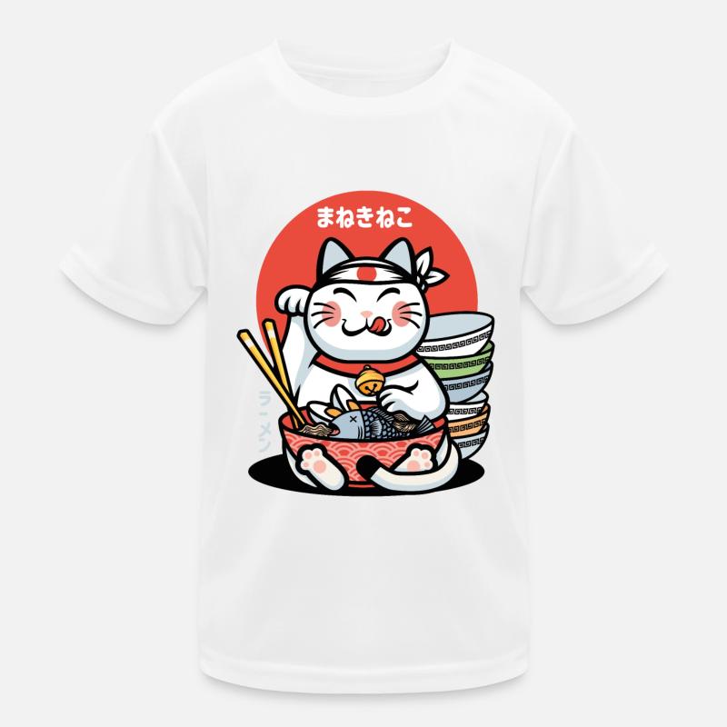 Maneki-Neko-Glücks-Ramen Kinder Funktions-T-Shirt