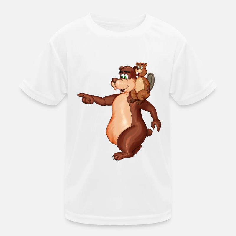 Bär trägt Biber auf seiner Schulter Kinder Funktions-T-Shirt