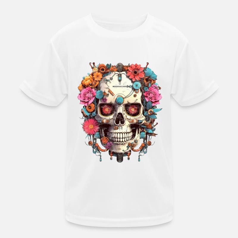 Cyborg Skull Robot Android Sugar Skull Kids Functional T-Shirt