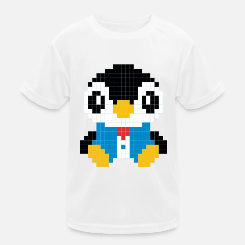 Ein Pinguin im pixeligen Anzug Kinder Funktions-T-Shirt
