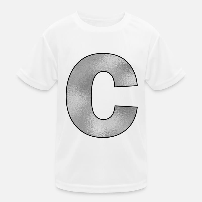 Buchstabe C Silber Kinder Funktions-T-Shirt