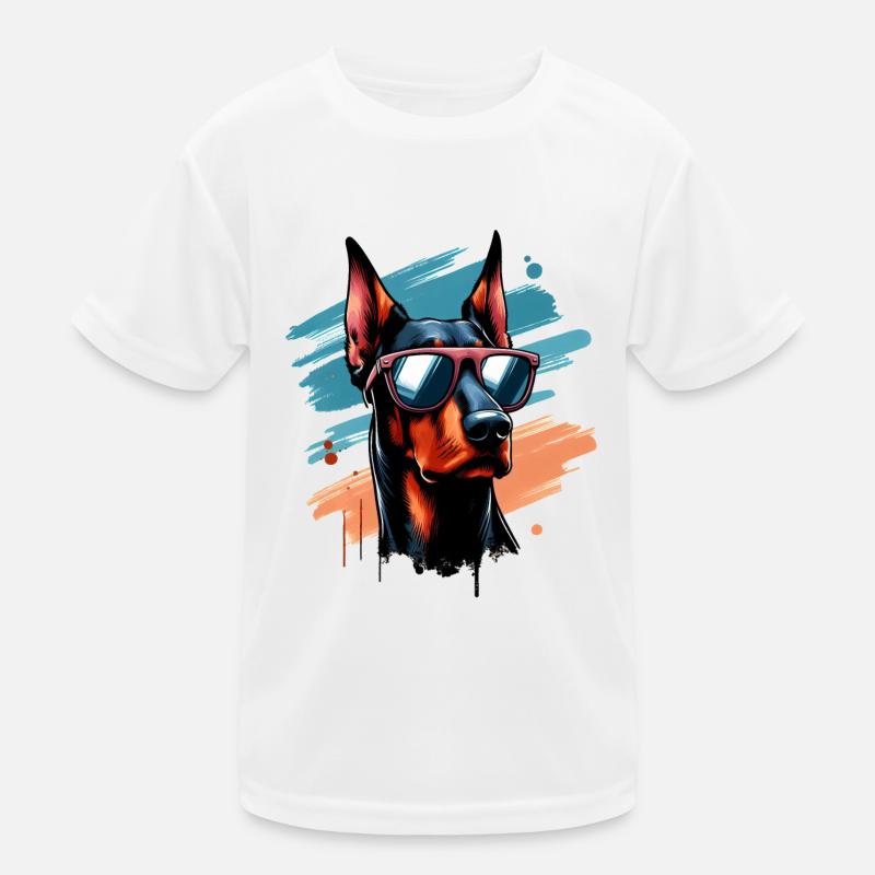Dobermann Pischer Das Modell Kinder Funktions-T-Shirt