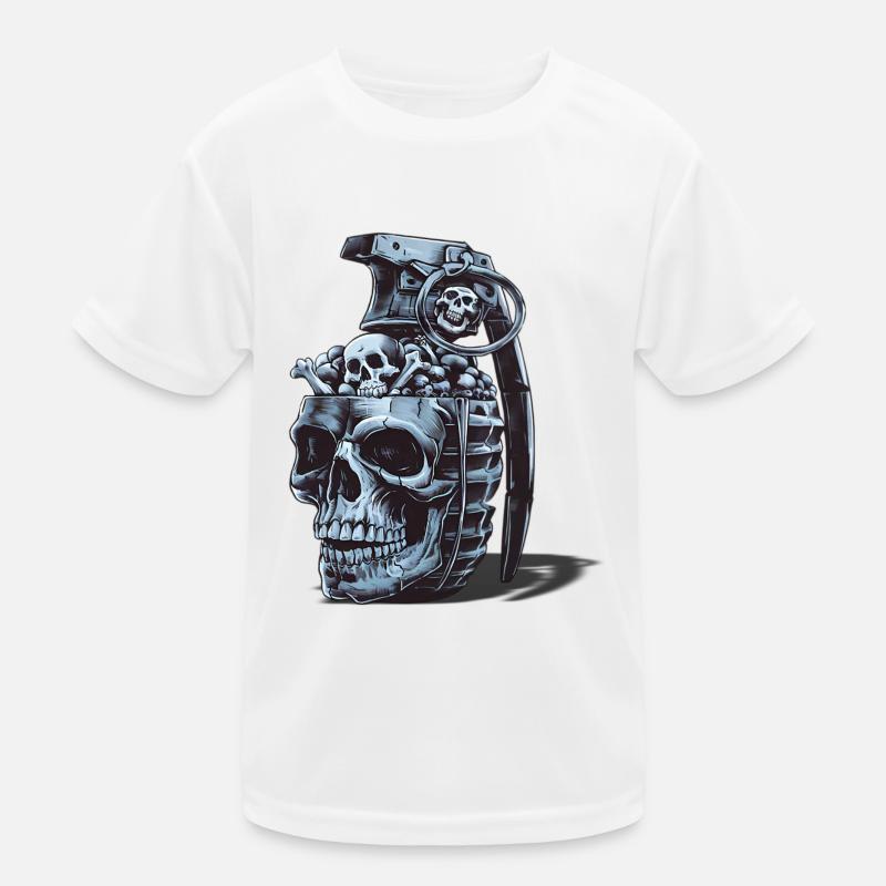 Skeleton Grenade Design Kids Functional T-Shirt