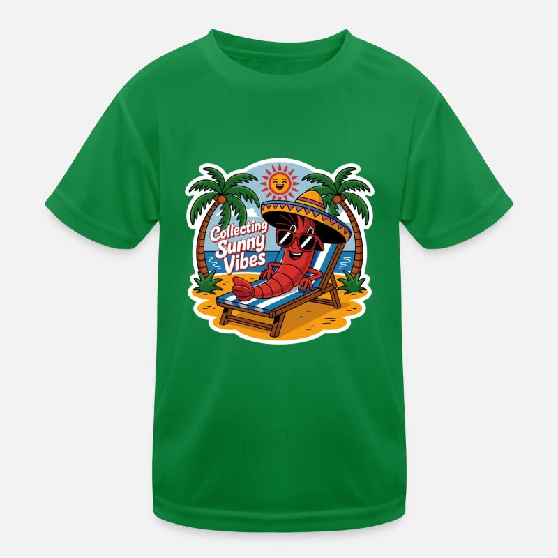 Sunny Summer Vibes lustige Krabbe am Strand Kinder Funktions-T-Shirt