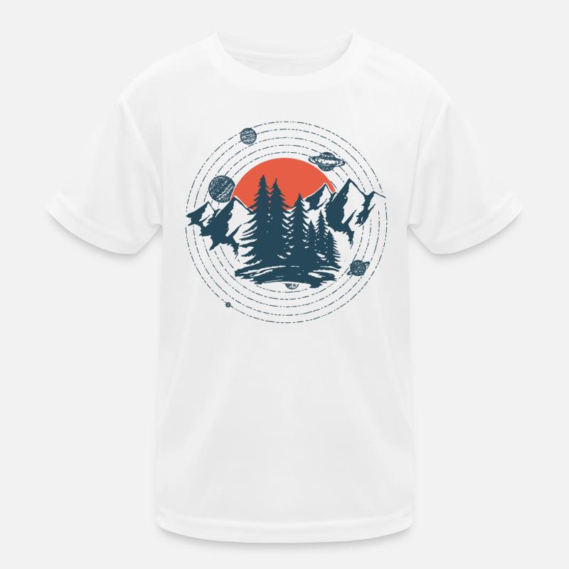 Planets And Mountains Graphic Kids Functional T-Shirt