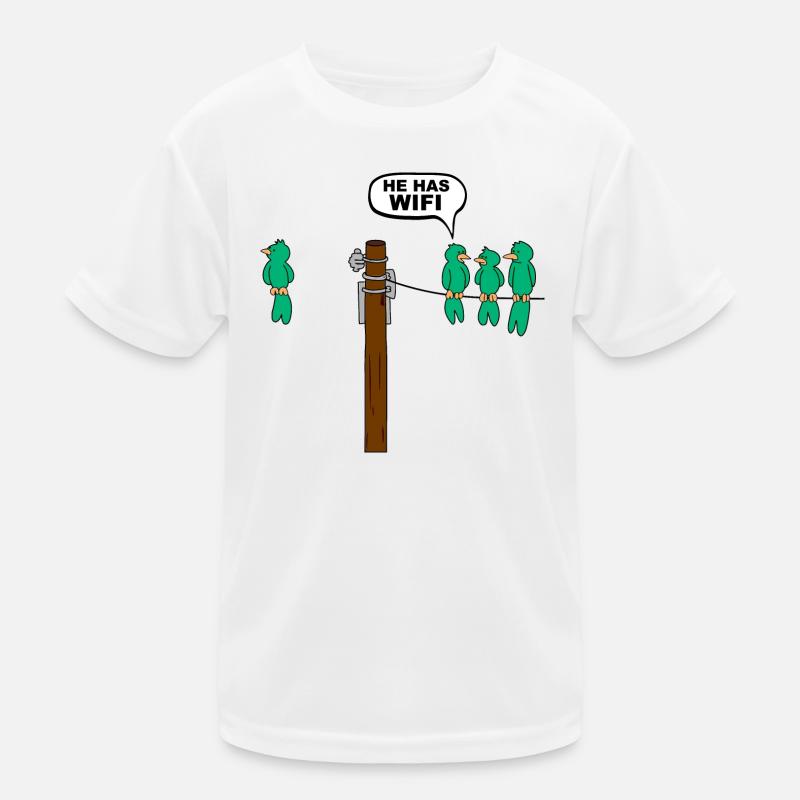 Bird He Has Wifi Graphic Kids Functional T-Shirt