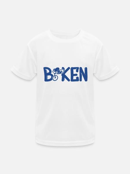 biken - Kinder Funktions-T-Shirt - Weiß - Vorne