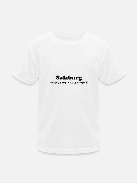 Salzburg Koordinaten - Kinder Funktions-T-Shirt - Weiß - Vorne