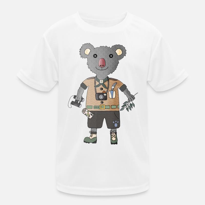 Koala Explorer Safari with Eucalyptus - Kids Functional T-Shirt - white