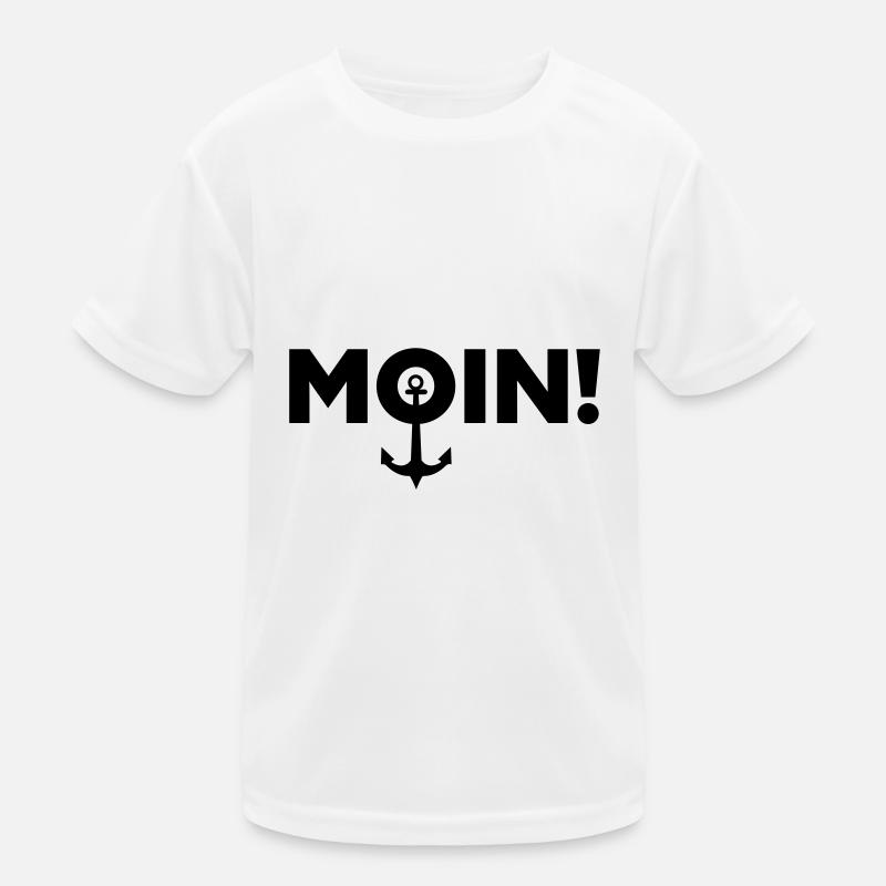 Moin mit Anker - Kinder Funktions-T-Shirt - Weiß