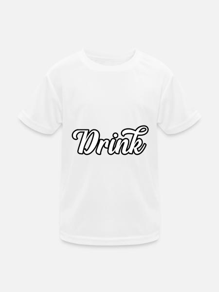 Drink - Kinder Funktions-T-Shirt - Weiß - Vorne