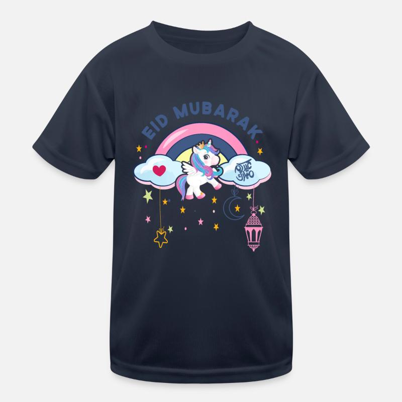 Eid Mubarak | Geschenk Eid Mubarak Mädchen Einhorn Kinder Funktions-T-Shirt