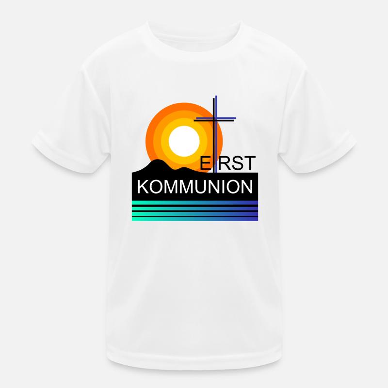 First Communion with Sun and Cross Kids Functional T-Shirt