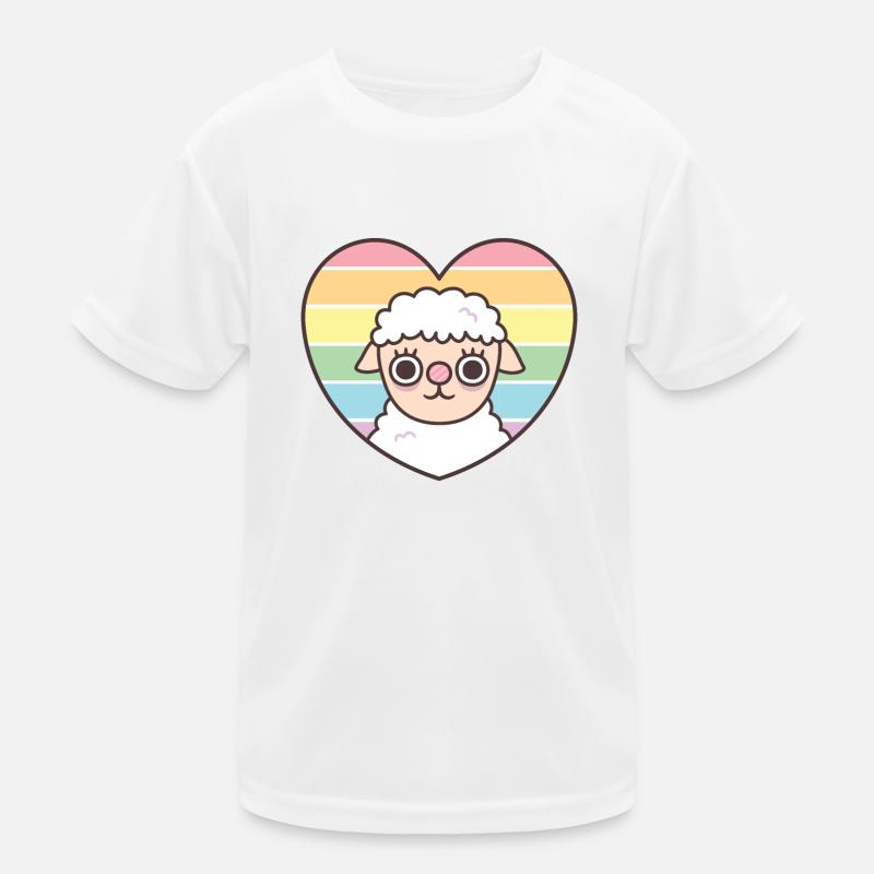Cute Sheep Rainbow Heart Subtle Pride Kids Functional T-Shirt