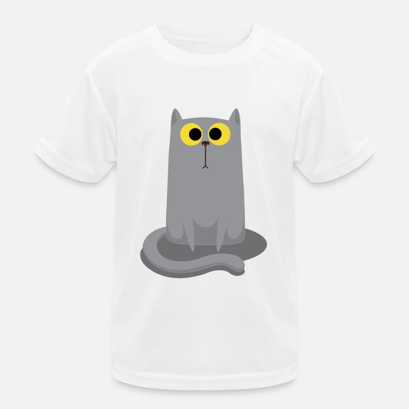 Chat gris assis T-shirt sport Enfant