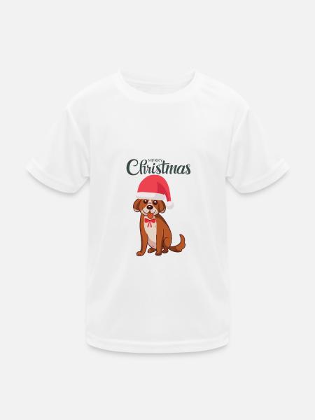 Weihnachtlicher Hund - Kinder Funktions-T-Shirt - Weiß