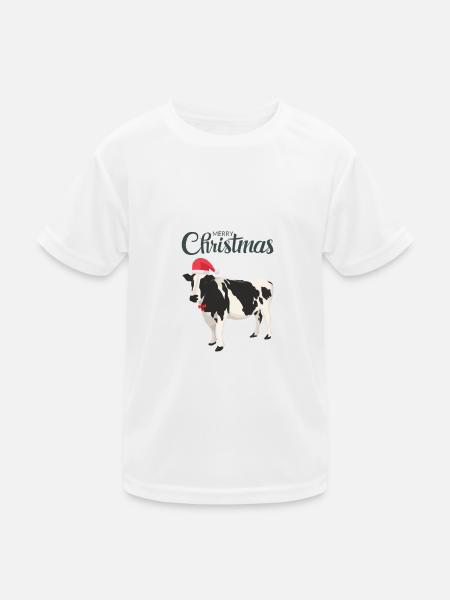 Weihnachtliche Kuh - Kinder Funktions-T-Shirt - Weiß